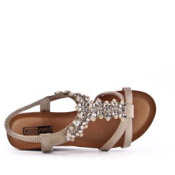 Mix-materials heeled sandal 