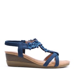 Mix-materials heeled sandal 