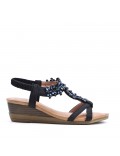 Mix-materials heeled sandal 