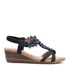 Mix-materials heeled sandal 