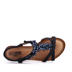 Mix-materials heeled sandal 