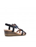 Mix-materials heeled sandal 