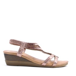 Mix-materials heeled sandal 