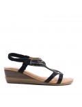 Mix-materials heeled sandal 