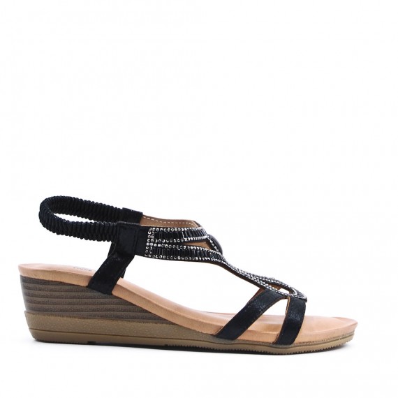 Mix-materials heeled sandal 