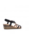 Mix-materials heeled sandal 