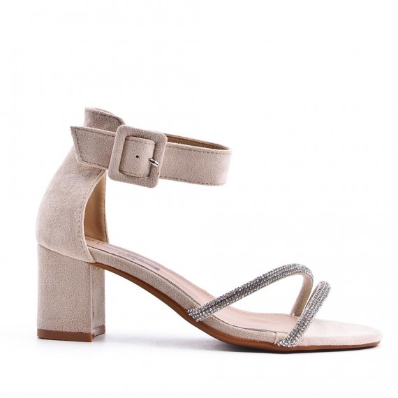 Faux suede heeled sandal for women