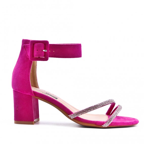 Faux suede heeled sandal for women