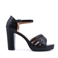 Faux leather heeled sandal