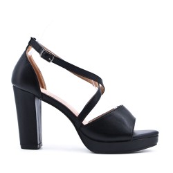 Sandale à talon en simili cuir