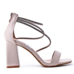Sandale à talon en simili cuir