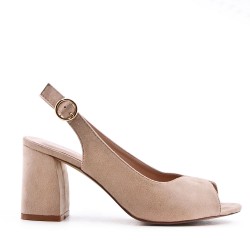 Medium heel pumps in faux leather for women