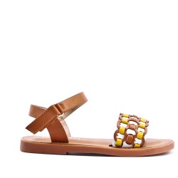 Girl's faux leather sandal