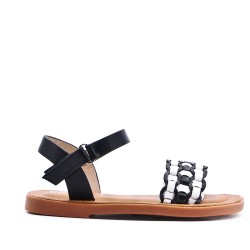 Girl's faux leather sandal