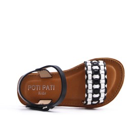 Girl's faux leather sandal