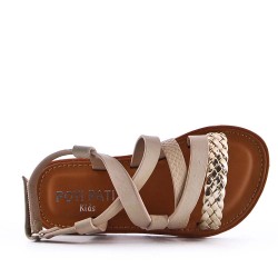 Girl's faux leather sandal