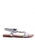 Flat sandals in a material mix for women