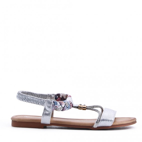 Flat sandals in a material mix for women