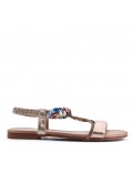 Flat sandals in a material mix for women