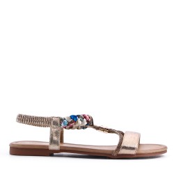 Flat sandals in a material mix for women