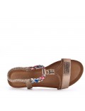 Flat sandals in a material mix for women