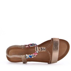 Flat sandals in a material mix for women