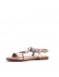 Flat sandals in a material mix for women