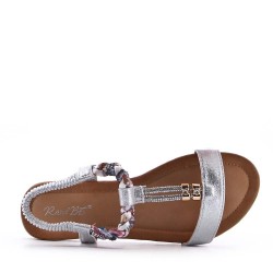 Flat sandals in a material mix for women