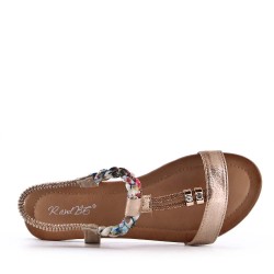 Flat sandals in a material mix for women