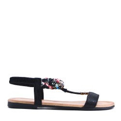 Flat sandals in a material mix for women