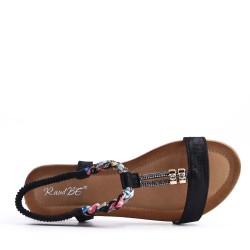 Flat sandals in a material mix for women