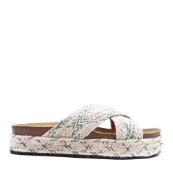 Sandale compensée en simili cuir pour femme