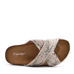 Sandale compensée en simili cuir pour femme