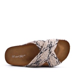 Sandale compensée en simili cuir pour femme