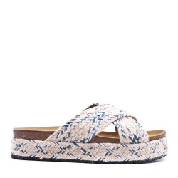 Sandale compensée en simili cuir pour femme