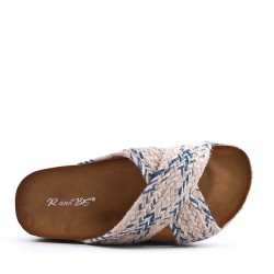 Sandale compensée en simili cuir pour femme