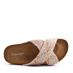 Sandale compensée en simili cuir pour femme