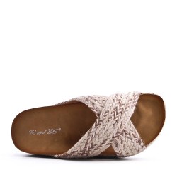 Sandale compensée en simili cuir pour femme