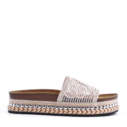 Sandale compensée en simili cuir pour femme