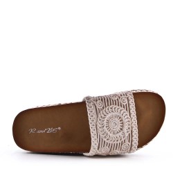 Sandale compensée en simili cuir pour femme