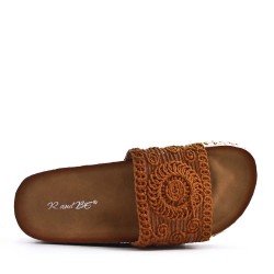 Sandale compensée en simili cuir pour femme