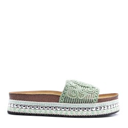 Sandale compensée en simili cuir pour femme