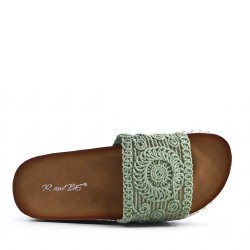 Sandale compensée en simili cuir pour femme