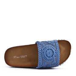 Sandale compensée en simili cuir pour femme