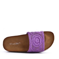 Sandale compensée en simili cuir pour femme