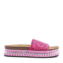 Sandale compensée en simili cuir pour femme