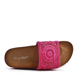 Sandale compensée en simili cuir pour femme
