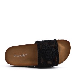 Sandale compensée en simili cuir pour femme