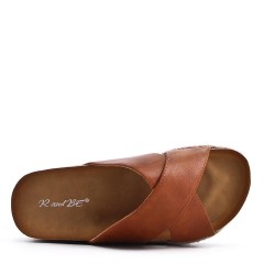 Sandale compensée en simili cuir pour femme