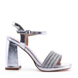 Faux leather heeled sandal